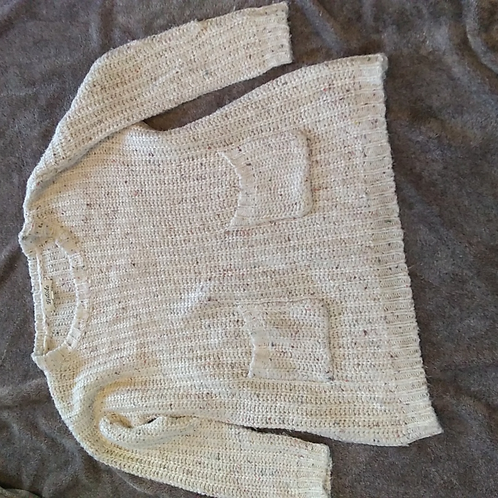 Listicle loose knit cream color sweater with color flecks